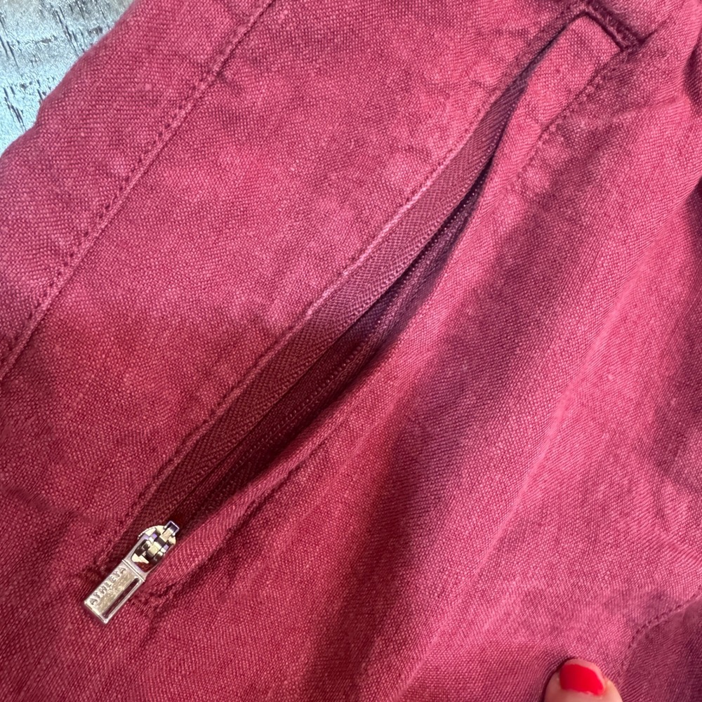 Athleta 100% Linen Pants‎ Womens 4P Petite Wide Leg Drawstring Pockets - Picture 6 of 10